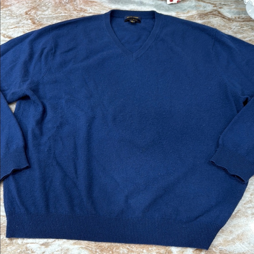 Club Room Macys Cashmere Men's Blue V-Neck Sweater XL